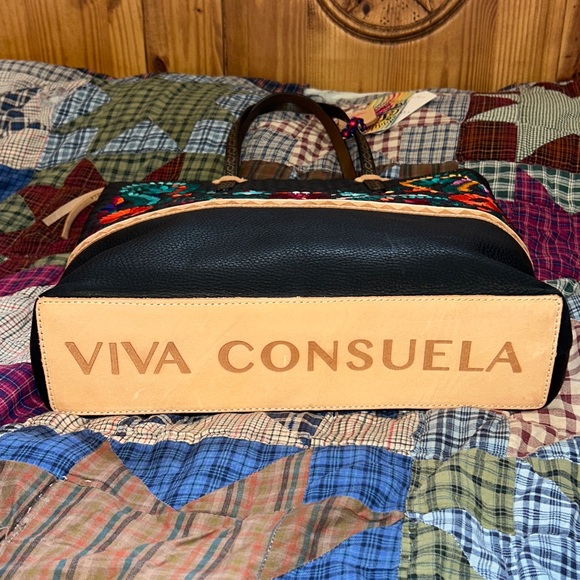 Consuela Black Tote with Multicolor Floral Embroidery - Picture 8 of 16